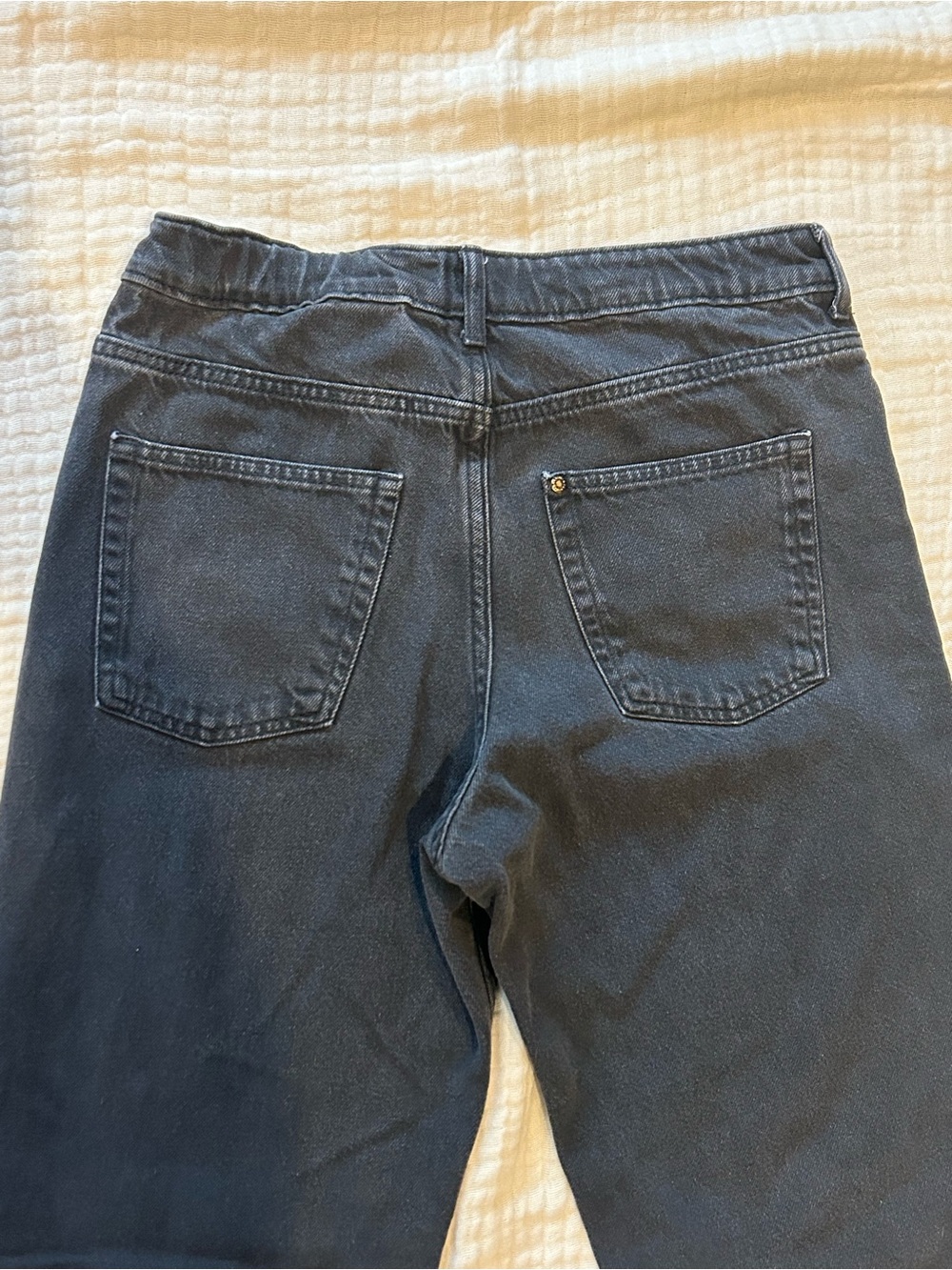 H&M Boys Loose Fit Straight Leg Black Jeans Size 12-13Y Adjustable Waist - Picture 4 of 5